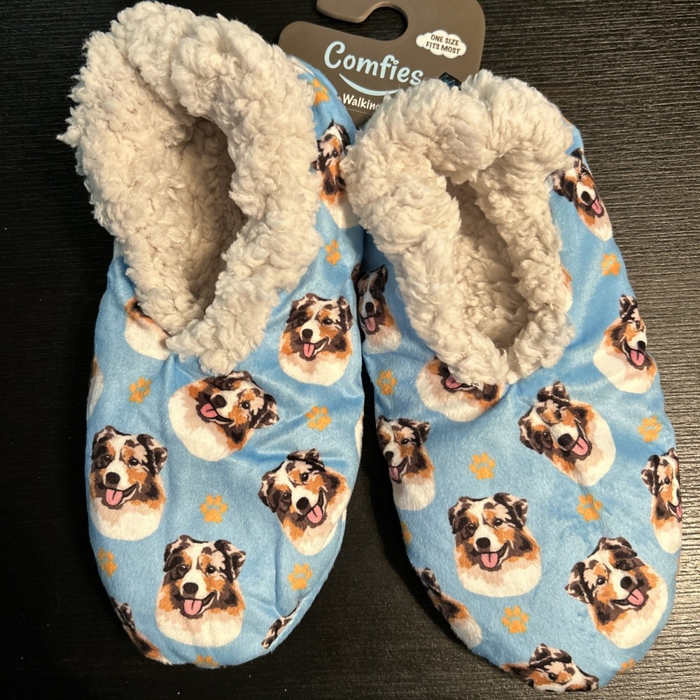 Comfies Slippers Non Slip‎ Comfies Dog Design One Size Australian Shepherd 1259